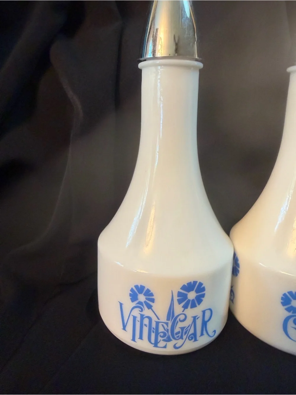 HOT DEAL Vintage Gemco Milk Glass Oil & Vinegar Cruet Set ✨ Perfect Condition